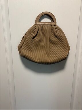 Women’s Pleated Top-Handle Bag in Tan